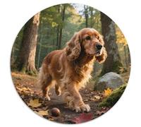 Cocker Spaniel 1000 Pieces Jigsaws Pet Dog Round Jigsaw for Adults And Kids Cool Unique Challenge Games Scene Creative 1000pcs (67.5x67.5cm)