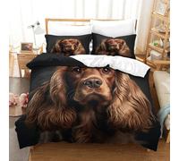 Cocker Spaniel 3D Printed Duvet Cover Set Soft Microfiber for Adults Teenager Kids 3 Piece Hunting Dog Comforter Cover with Zipper Closure for Bed Decoration Easy Care Quilt Cover Single（140x200cm）