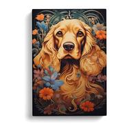 Cocker Spaniel Art Nouveau Canvas Print | Gallery Wrapped 30mm Frame Wall Art | 30x20 inches | Ready to Hang | Contemporary Picture | Living Room Bedroom Lounge Office