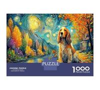 Cocker Spaniel Autumn Forest 1000 Piece Puzzle for Adults Seasonal Art Classic Jigsaw Puzzle Recycled Cardboard Family Lovers Holiday Activity Indoor Leisure Cognitive Development 38x