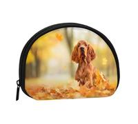 Cocker Spaniel Autumn Park Brown Spaniel DogsSmall Makeup Sanitary Napkin Storage Bag,Women's Cosmetic Coin Purse