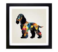 Cocker Spaniel Bauhaus No.1 Framed Print | 18x18 Inch Black Framed Wall Art | Ready to Hang | Modern Animal Picture | Living Room Bedroom Lounge Office