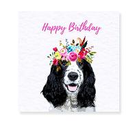 Cocker Spaniel Birthday Card - Black and White Cocker Spaniel Gift