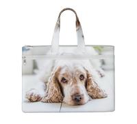 Cocker Spaniel Brown Spaniel Sad Dogs Dogs Pets,Canvas Document Bag Zipper File Tote Bag Handbag Briefcase for School Office