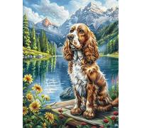 Cocker Spaniel by Lake 500 Pieces Jigsaw Puzzles Wild Animal For Men Educational Decompression Adults Anxiety Memory Care Mothers Valentines Gift Eco Friendly Material 500 PCS