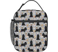 Cocker Spaniel Coffees Black Cocker Spaniel Dog Coffee Grey Lunch Bag, Durable Insulated Lunch Box Tote Bag Reusable Cooler Bag