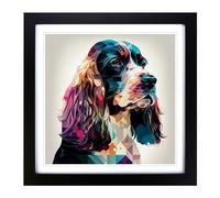 Cocker Spaniel Constructivism Framed Print | 18x18 Inch Black Framed Wall Art | Ready to Hang | Modern Animal Picture | Living Room Bedroom Lounge Office