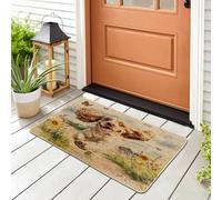 Cocker Spaniel Dog Front Black Door Mat Outside Inside Entrance 29 * 17, Watercolor Floral Plant Outdoor Indoor Washable Doormat, Small Spring Pet Shoes Off Doormat for Patio Interior Garage