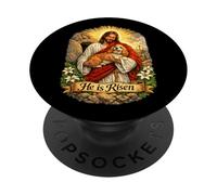 Cocker Spaniel Dog He Is Risen Easter Resurrection Cross PopSockets Adhesive PopGrip