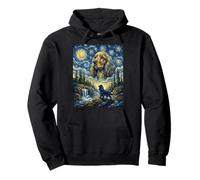 Cocker Spaniel Dog Moon Howling Starry Night Van Gogh Style Pullover Hoodie