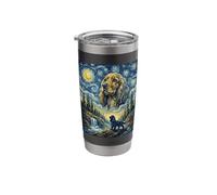 Cocker Spaniel Dog Moon Howling Starry Night Van Gogh Style Stainless Steel Insulated Tumbler