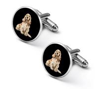 Cocker Spaniel Dog Round Cufflinks for Men Classic Cuff Links Jewellery for Wedding Business Party