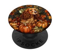 Cocker Spaniel Dog Surrounded by Pumpkins PopSockets Adhesive PopGrip