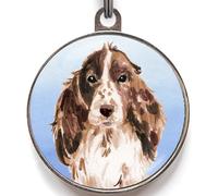 Cocker Spaniel Dog Tag - Add Text to Back - Brown Cocker Spaniel Pet ID Tag - Watercolour Double-Sided Dog Name Tag - 4 Colour Options - Small & Large Sizes