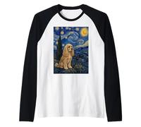 Cocker Spaniel Dog Van Gogh Starry Night Raglan Baseball Tee