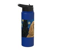 Cocker Spaniel Dog Van Gogh Starry Night Stainless Steel Insulated Water Bottle