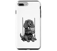 Cocker Spaniel drinking ice coffee on a swing b&w - DIGOR Case for iPhone 7 Plus/8 Plus