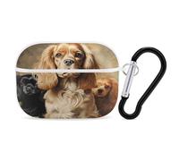 Cocker Spaniel Earbuds Organizer Shockproof Protective Airpods Pro Cover with Carabiner Clip Anti Fall Carrying Earphone Case Cover for Airpods Pro 2nd Generation White
