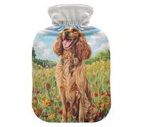 Cocker Spaniel Flower Meadow tag3 Hot Water Bottle with Cover for Pain Relief tag1 for tag2, 2L