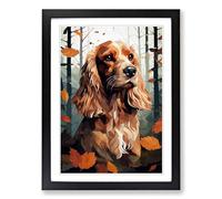 Cocker Spaniel Geometric No.2 Framed Print | A2 Black Framed Wall Art | Ready to Hang | Modern Animal Picture | Living Room Bedroom Lounge Office