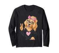 Cocker Spaniel Girl Peace Sign Kawaii Pop Graphic Playful Long Sleeve T-Shirt