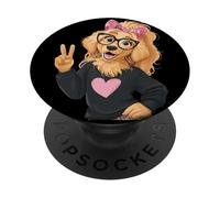 Cocker Spaniel Girl Peace Sign Kawaii Pop Graphic Playful PopSockets Adhesive PopGrip