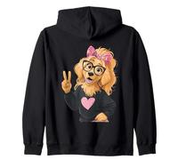 Cocker Spaniel Girl Peace Sign Kawaii Pop Graphic Playful Zip Hoodie
