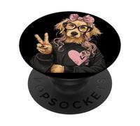 Cocker Spaniel Girl Peace Sign Pink Bow Pop Graphic Playful PopSockets Adhesive PopGrip