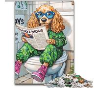 Cocker Spaniel Go Toilet Jigsaws 1000 Pieces for Adults Puzzles for Adults Challenging Brain Teaser, Family Activity, Home Decor, size : 50x75cm