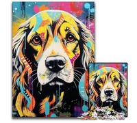 Cocker Spaniel Graffiti 1000-Piece Jigsaw Puzzle cardboard Jigsaw Puzzles for Adults for Teenagers & Teens, Ideal Birthday 26X38CM/10.23x14.96inch