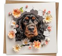 Cocker Spaniel Greeting Card - Funny Dog Coming Out of Wall Greetings Birthday Card with Kraft Envelope