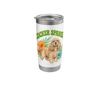 Cocker Spaniel Groovy Floral Watercolor Boho Dog Lover Stainless Steel Insulated Tumbler