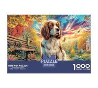 Cocker Spaniel in Autumn Park 1000 Piece Jigsaw Puzzles Family Game Challenge High Difficulty Educational Game Couple Art for Adults & Kids Age 12 Years Up 38x26cm/1000pcs