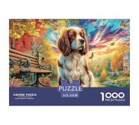 Cocker Spaniel in Autumn Park 1000 Piece Jigsaw Puzzles Suitable for Decompression And Wall Decor Birthday Gifts Couple Art for Adults And Kids 52x38cm/1000pcs