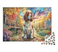 Cocker Spaniel in Autumn Park_4 1000-piece Recycled Cardboard Jigsaw Puzzle Cocker at Bench Challenging Adults Puzzle Enthusiasts Brain Teaser Problem Solving Indoor Solo Game 52x38cm/1000pcs