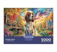Cocker Spaniel in Autumn Park_4 Colourful Dog in Vivid Landscape 1000 Pcs Jigsaws for Adults The Impossible Challenge Brain Development 52x38cm/1000pcs