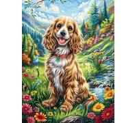 Cocker Spaniel in Flowers 300-piece Jigsaw Puzzle Set For Adults Teens 14+ Logic Skill Indoor Game Family Game Night Summer Durable Material 300 PCS