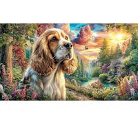 Cocker-Spaniel-in-Forest-at-Sunset Puzzle for Adults 1000Pc Educational Game Decompression Challenging Puzzles for Adults and Kids Age 12 Years Up Great Gift Idea 70x50/1000pcs