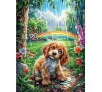 Cocker Spaniel in Rainbow Garden 300 Piece Jigsaw Puzzle for All Ages Mitos Cuento De Hadas Jigsaw Evening Wind Down Activity Challenging Fun Home Decor Stress Relief 300 PCS