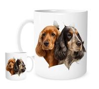 Cocker Spaniel Mug - Photorealistic Dog Portrait - 11oz White Ceramic Coffee Cup - Golden & Black Spaniel Gift for Dog Lovers, Owners & Breed Enthusiasts