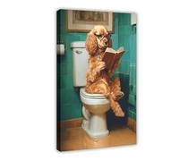 Cocker Spaniel on The Toilet, 7 Canvas Poster Wall Art Decor Print Picture Paintings for Living Room Bedroom Decoration 12x18inch(30x45cm)