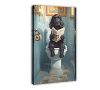 Cocker Spaniel on The Toilet, Canvas Poster Bedroom Decor Landscape Office Room Decor Gift 16x24inch(40x60cm)