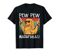 Cocker Spaniel Pew Pew Dog Vintage Retro Sunset Dogs Guns T-Shirt