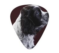 Cocker Spaniel Puppy Black And White Spaniel,12 Pcs Guitar Pick,3 Different Thickness Plectrums for Acoustic Guitar Bass Ukulele (0.46mm 0.96mm 0.71mm)