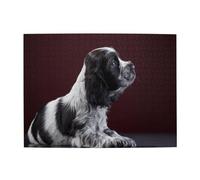 Cocker Spaniel Puppy Black And White Spaniel,500 Pieces Puzzles for Adults-Wooden Jigsaw Puzzle for Adults Elderly