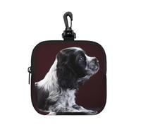 Cocker Spaniel Puppy Black and White Spaniel, Square Zipper Storage Bag, Neoprene Coin Purse, Small Wallets, Change Pouch, Change Purse