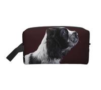 Cocker Spaniel Puppy Black and White SpanielLarge Capacity Cosmetic Organizer,Travel Makeup Bag for Women