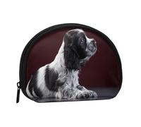 Cocker Spaniel Puppy Black and White SpanielSmall Makeup Sanitary Napkin Storage Bag,Women's Cosmetic Coin Purse