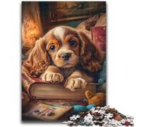 Cocker Spaniel Reading 1000 Piece Jigsaw Puzzles for Teenagers,Challenging Game Gifts for Is Ideal As A Gift for The Whole Family (38x26cm)