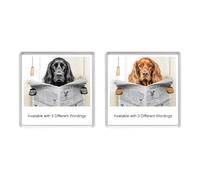 COCKER SPANIEL READING A NEWSPAPER ON THE LOO Novelty Acrylic Toilet/Bathroom Door Signs (2 DESIGNS and 3 WORDINGS)